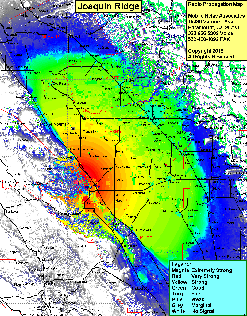 heat map radio coverage Joaquin Ridge
